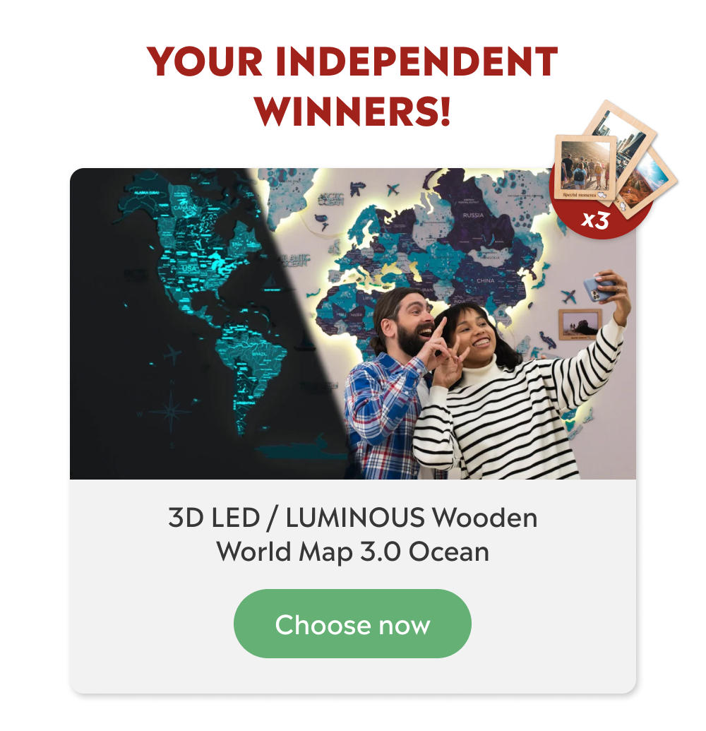 3D LED / LUMINOUS Wooden World Map 3.0 Ocean