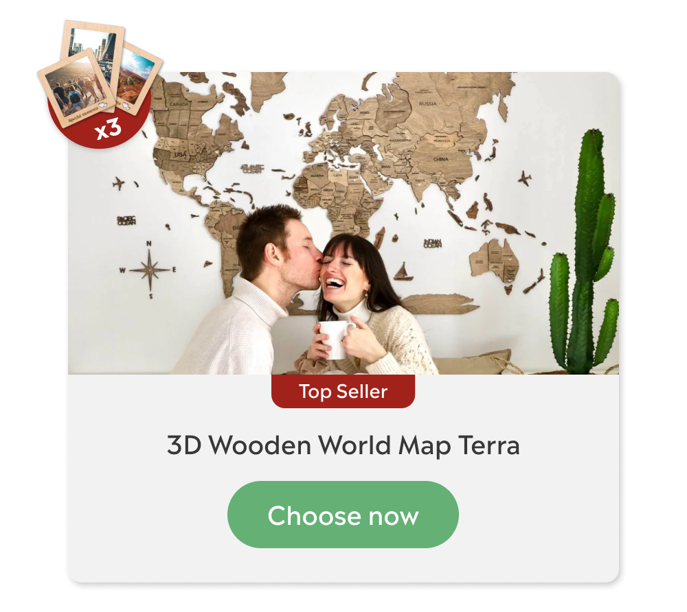 3D Wooden World Map Terra