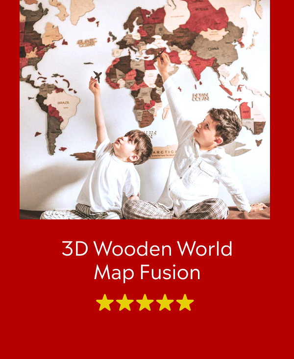 3D Wooden World Map Fusion