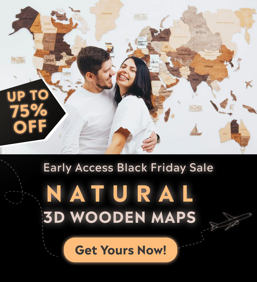 Natural 3D Wooden World Maps