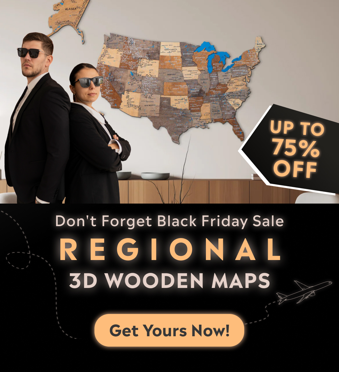 Regional 3D Wooden World Maps