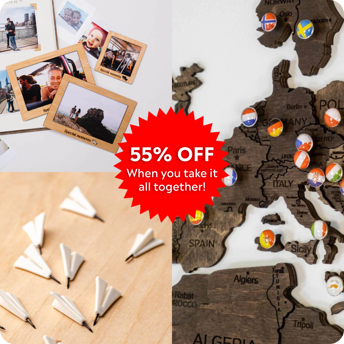 Bundle: 9 Photo Frames, Flags and Airplanes Pins