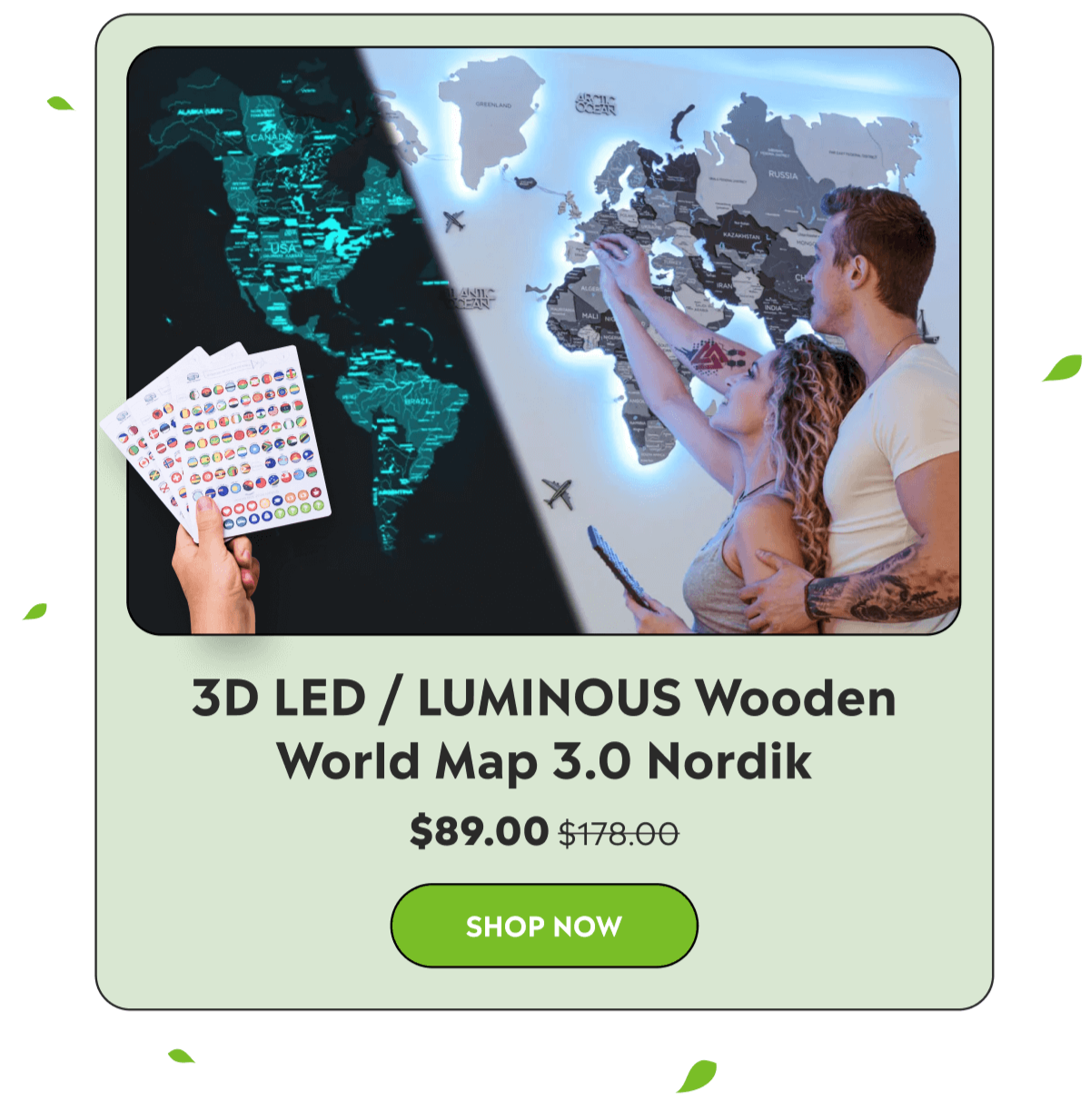 Led Wooden World Map Nordik 