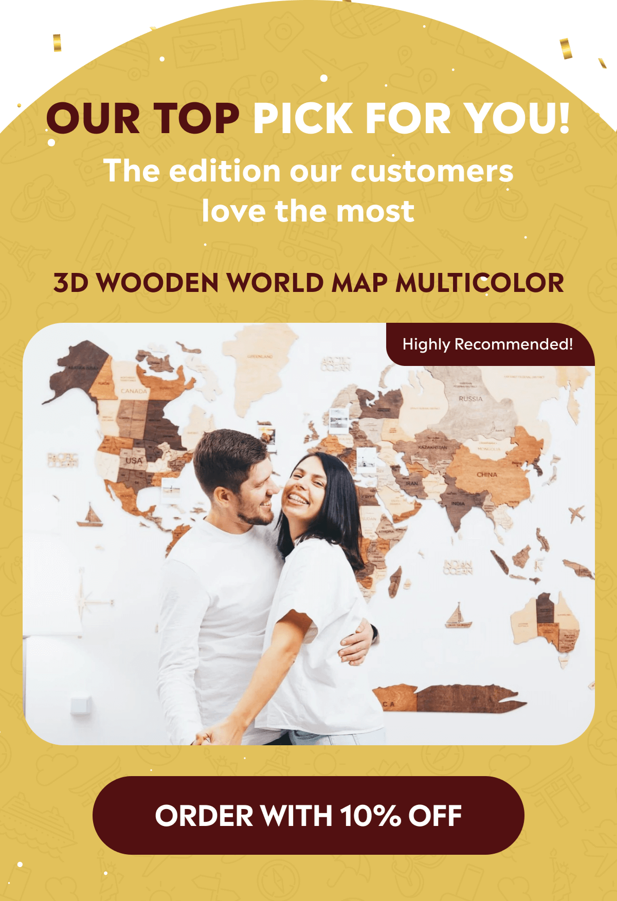 3D World Map Multicolor with 10% Off