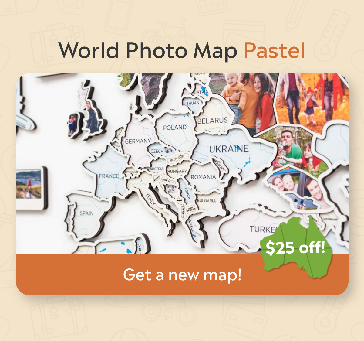 World Photo Map Pastel