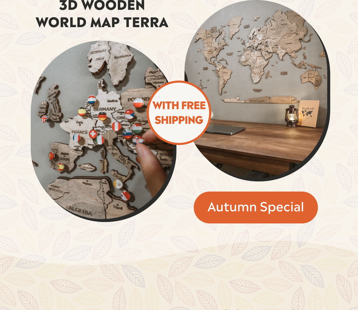 Wooden world map Terra