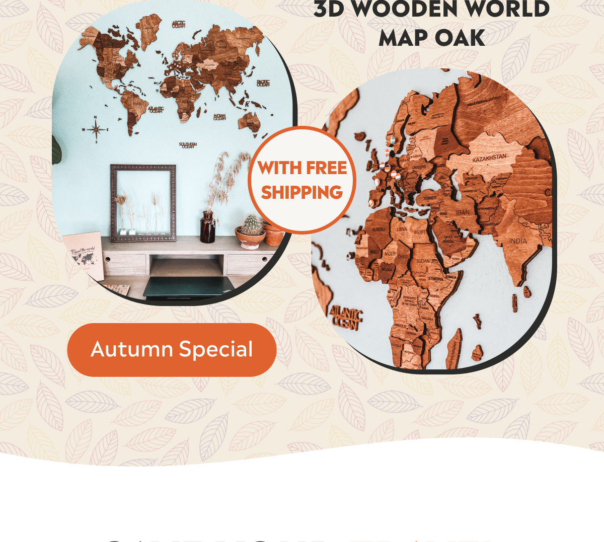 Wooden world map OAK