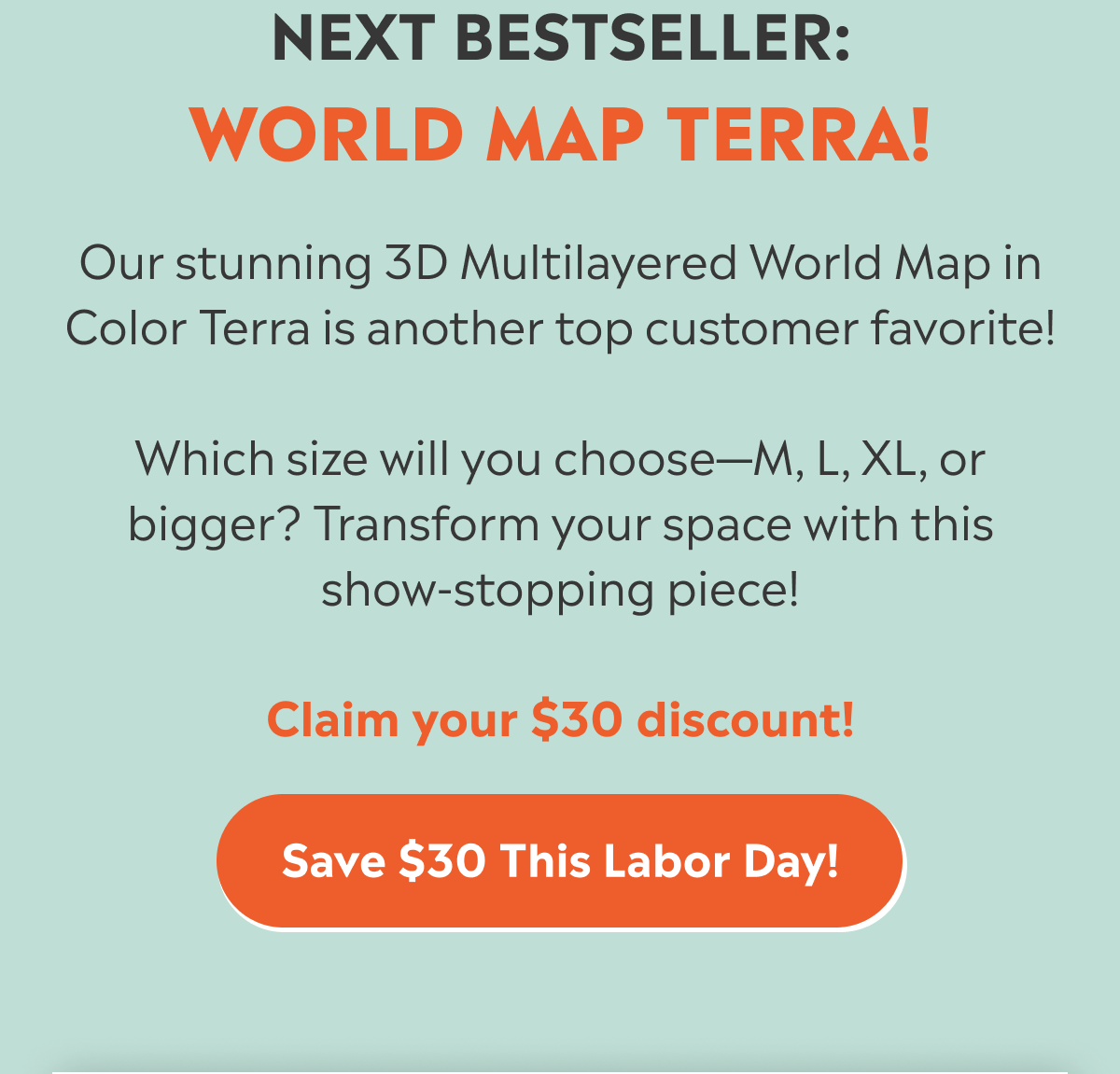 World Map Terra with $30 Off!