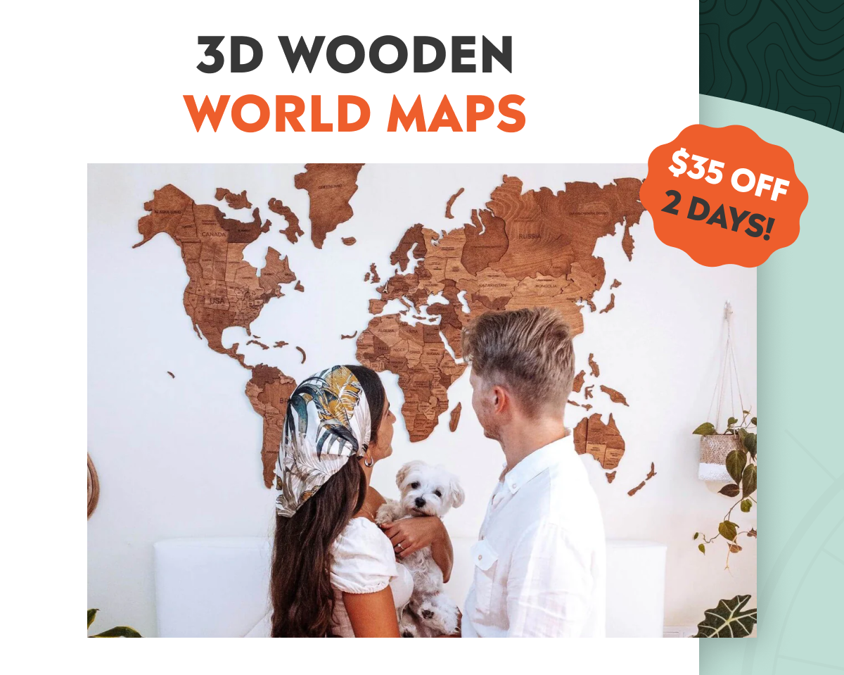 3D World Maps with $35 Off