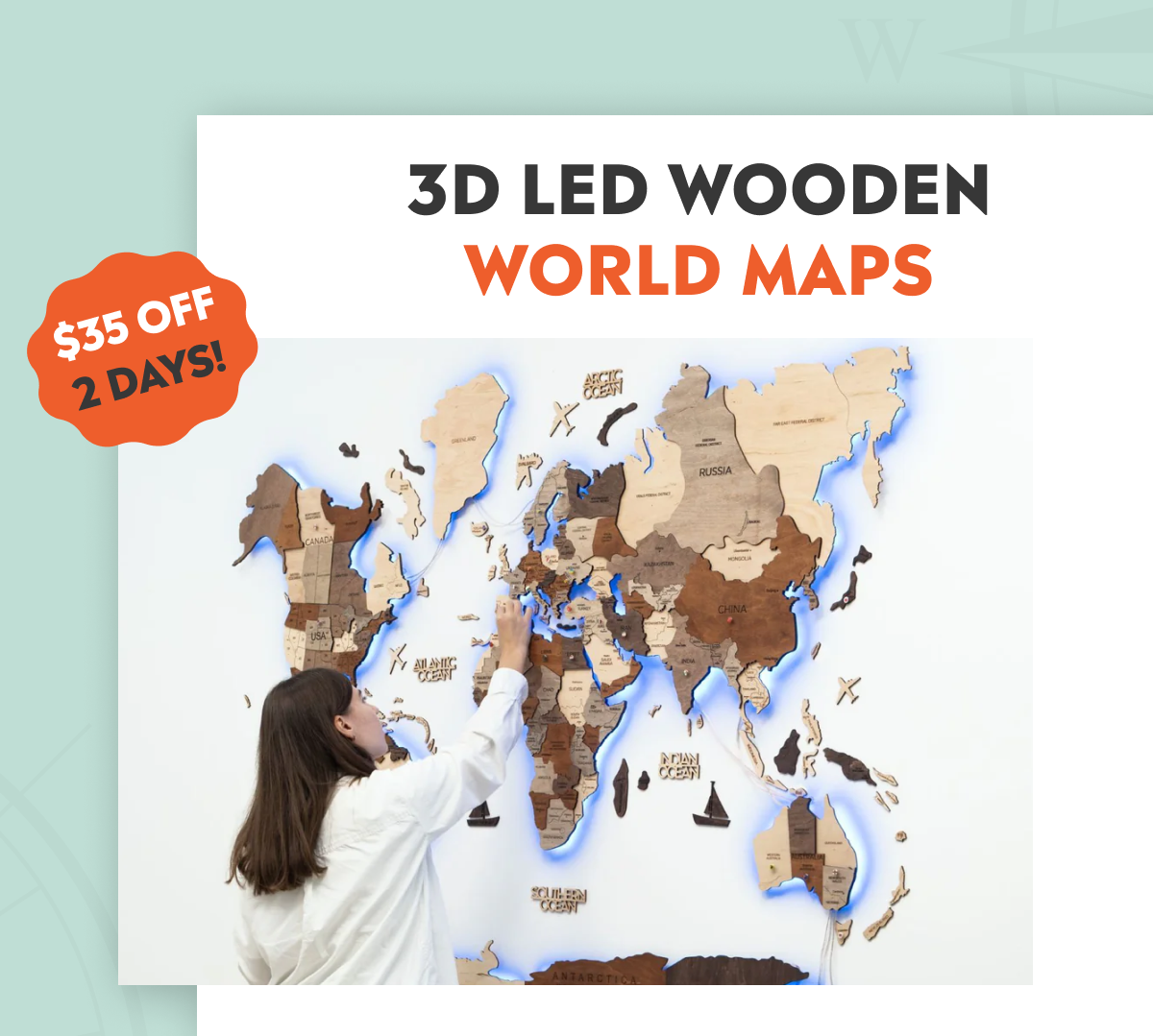 Led World Maps with $35 Off