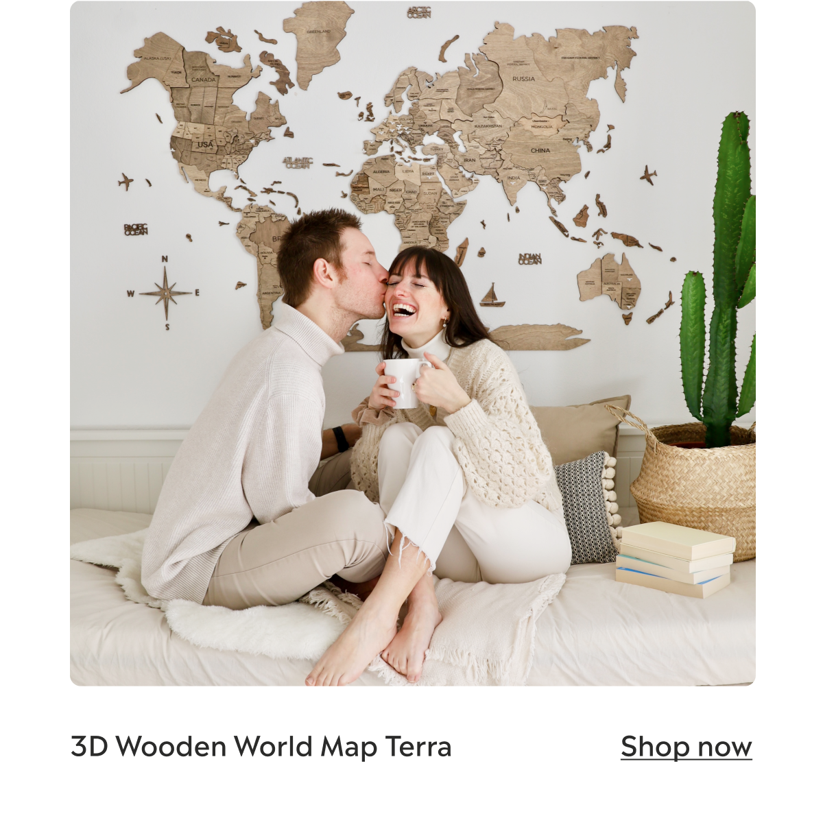 3D Wooden World Map Terra